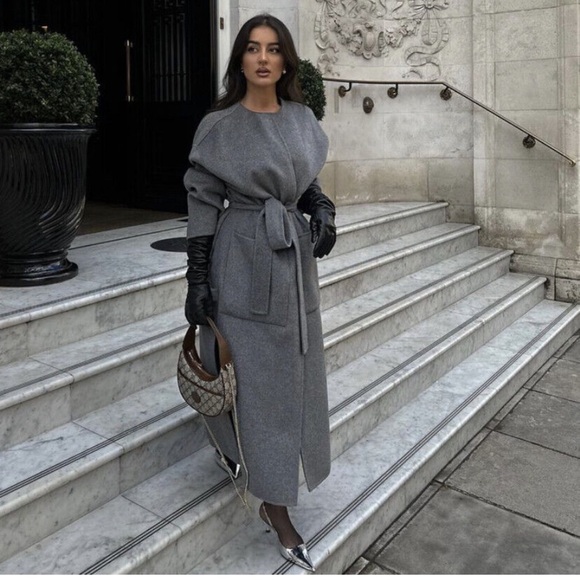 DOUBLE-FACED WOOL BLEND COAT GREY SIZE M-L REF. 7522/258 - Picture 2 of 10